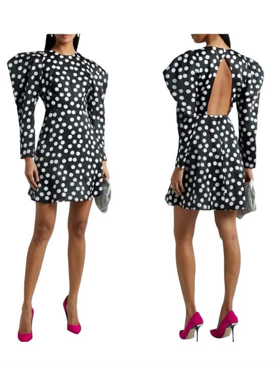 Carolina Herrera Dresses & Skirts - NWT CAROLINA HERRERA Polka Dot Silk Organza Puff Sleeve Dress Black White Size 8